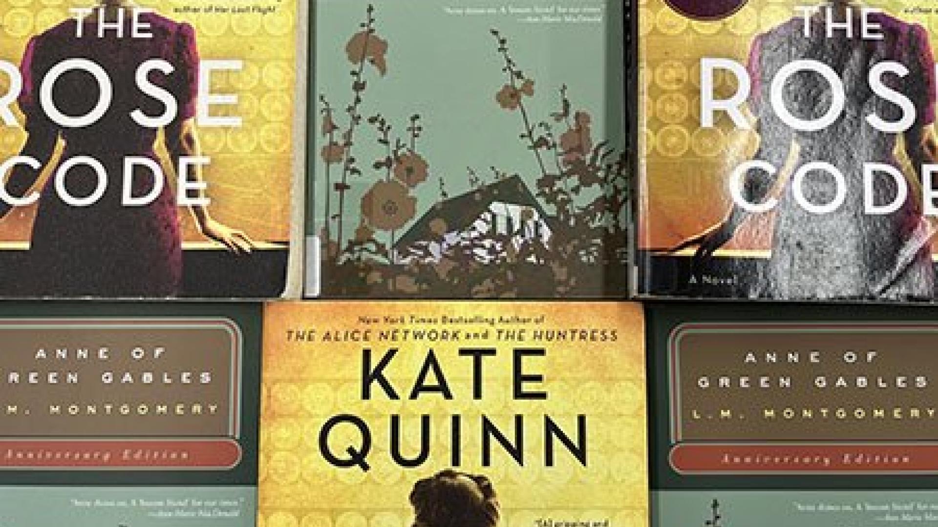 Several book club titles arranged in a grid pattern